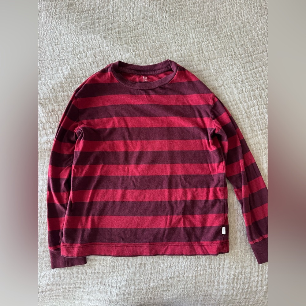 Boys Striped Red & Burgundy Long-Sleeve Shirt - Gap
